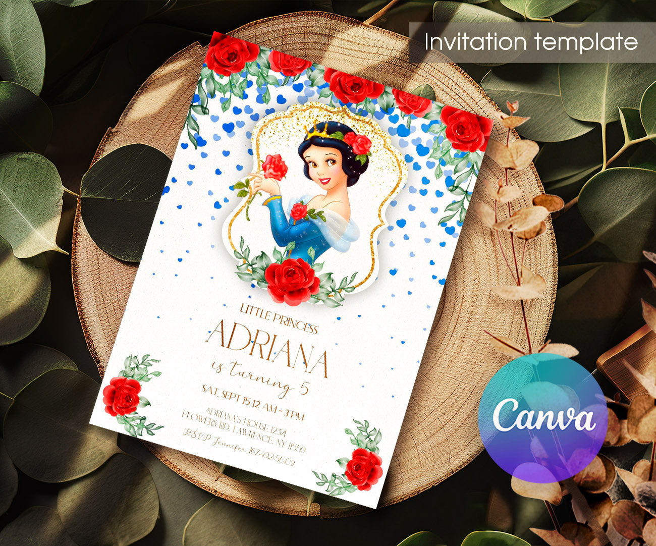 Snow White Princess customizable invitation template | Share or Print | girl | KA402