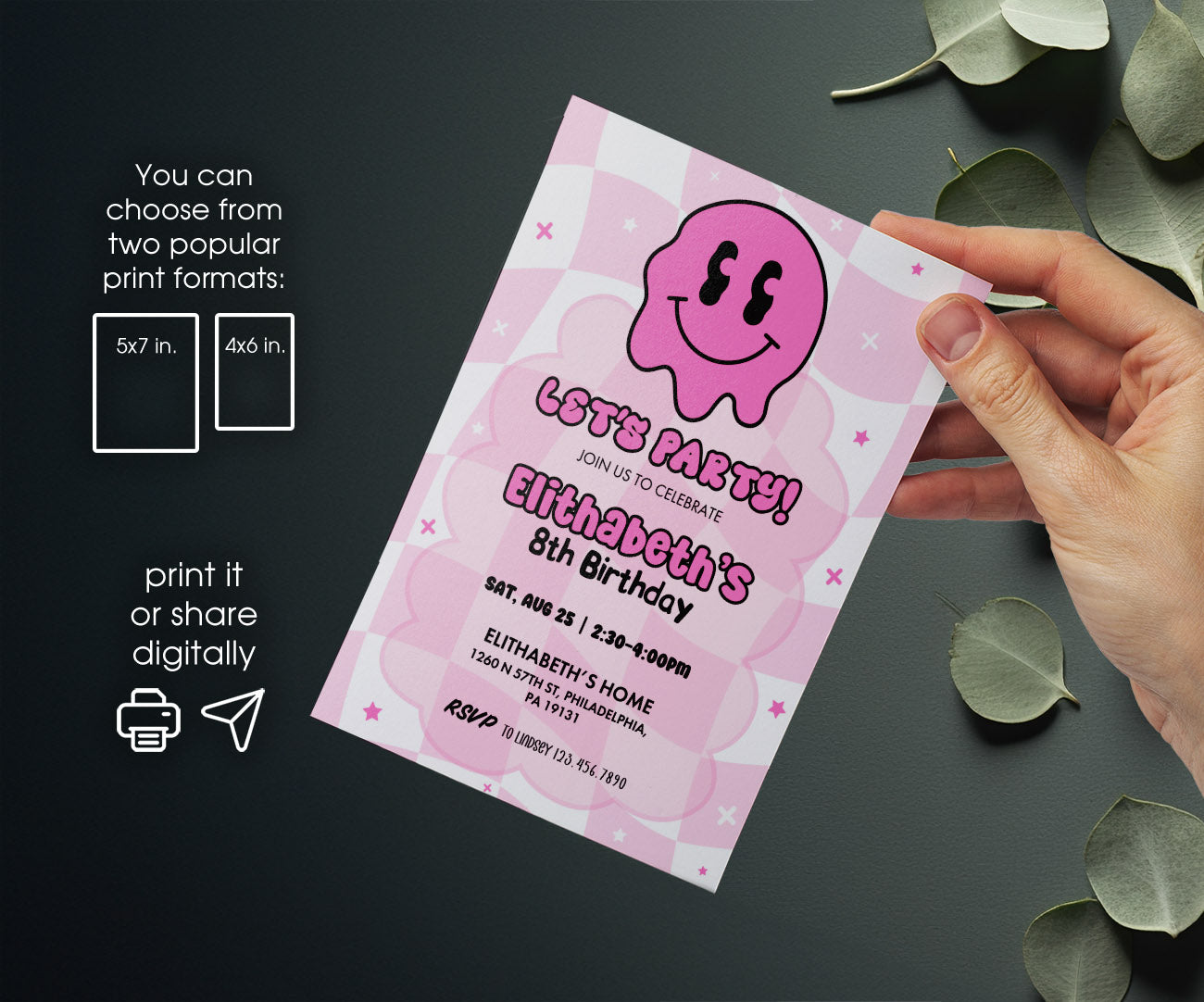 Smiley Face customizable invitation template | Share or Print | DC651