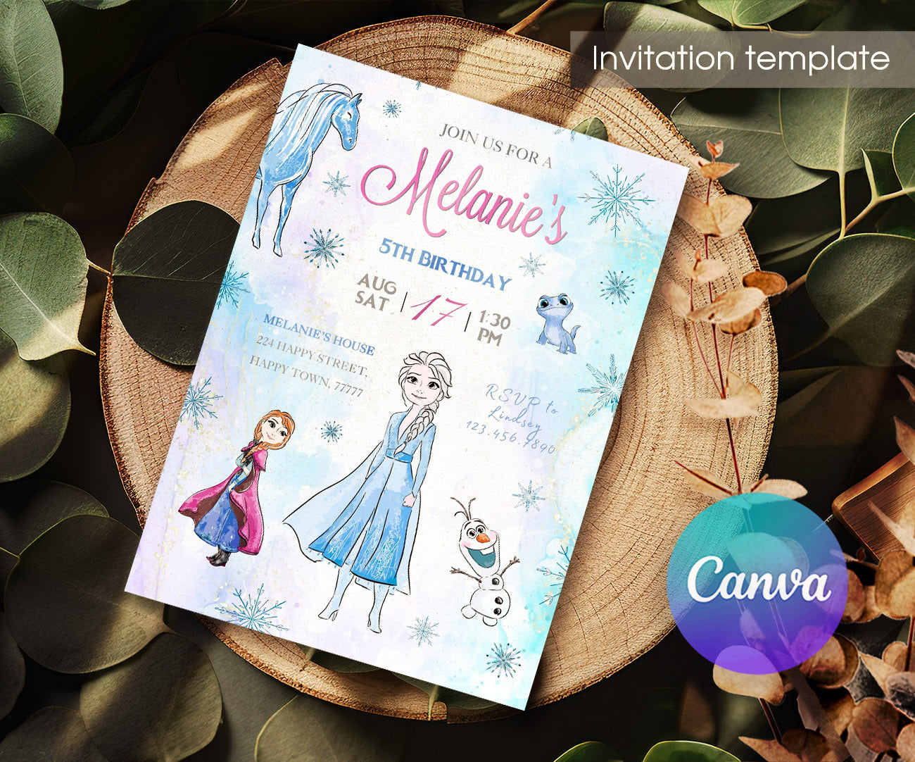 Frozen Elsa customizable invitation template | Share or Print | girl | AR207