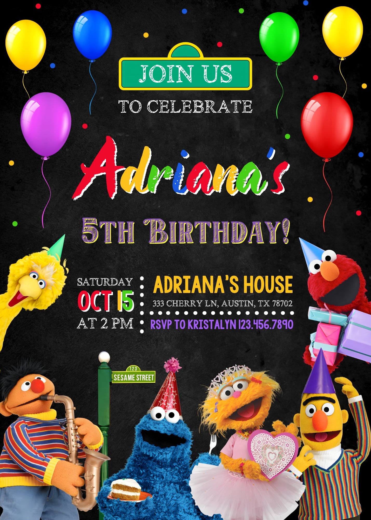 Sesame Street customizable invitation template | Share or Print | OH421