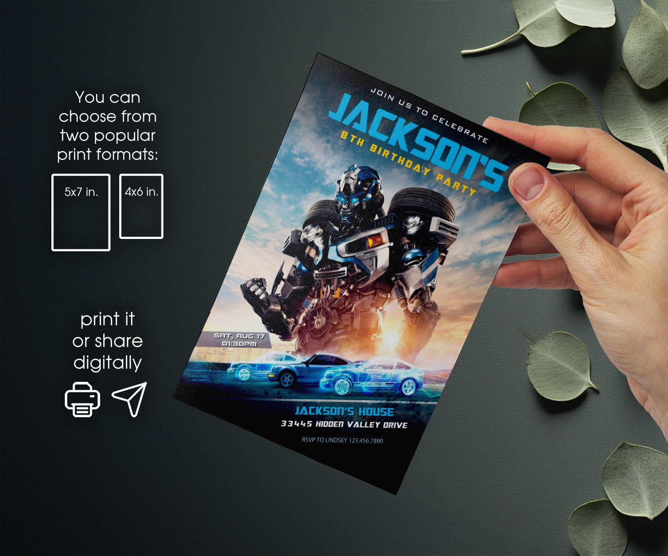 Transformers Rescue Bots customizable invitation template | Share or Print | boy | TU656