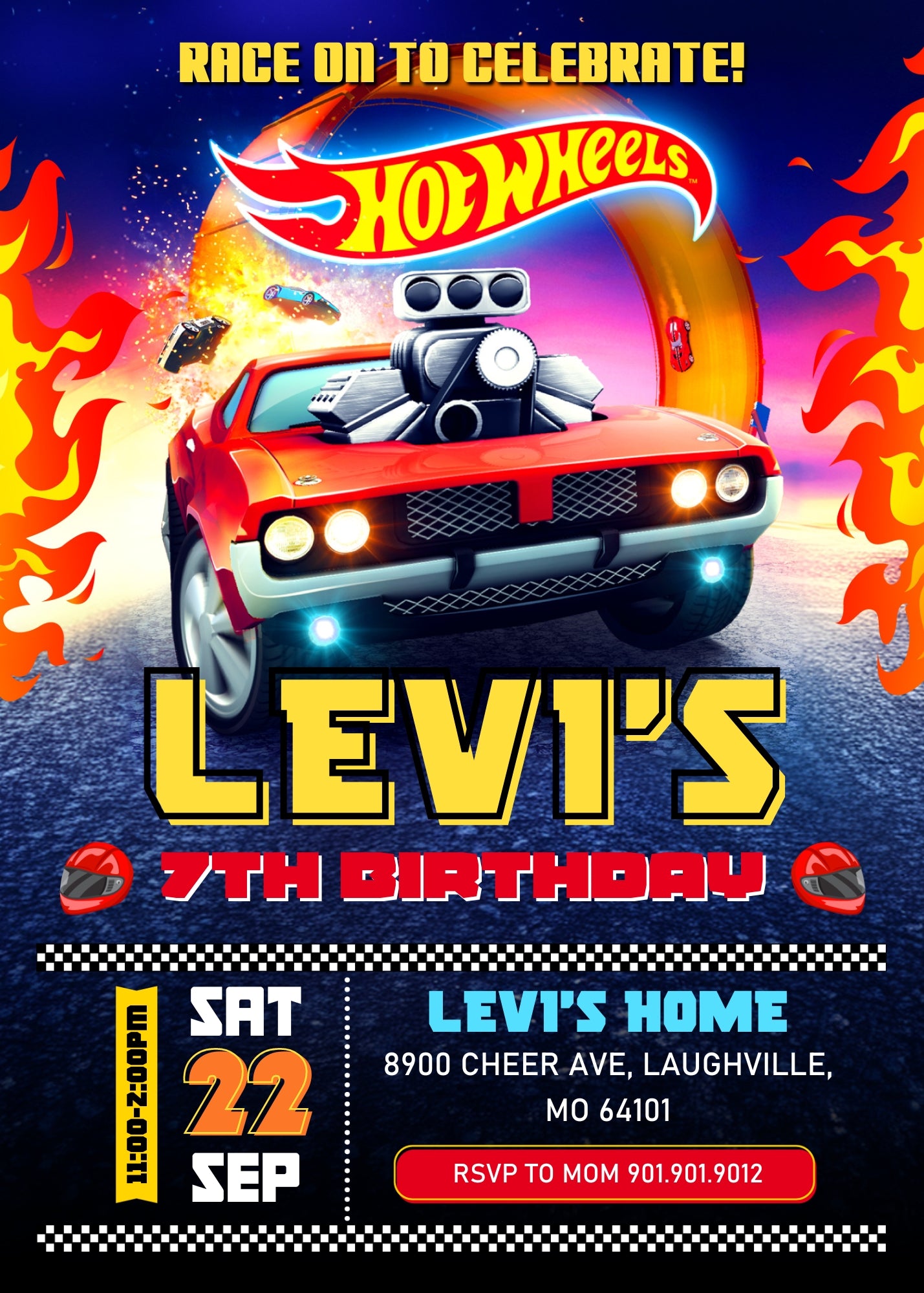 Hot Wheels Racing customizable invitation template | Share or Print | boy | GP204