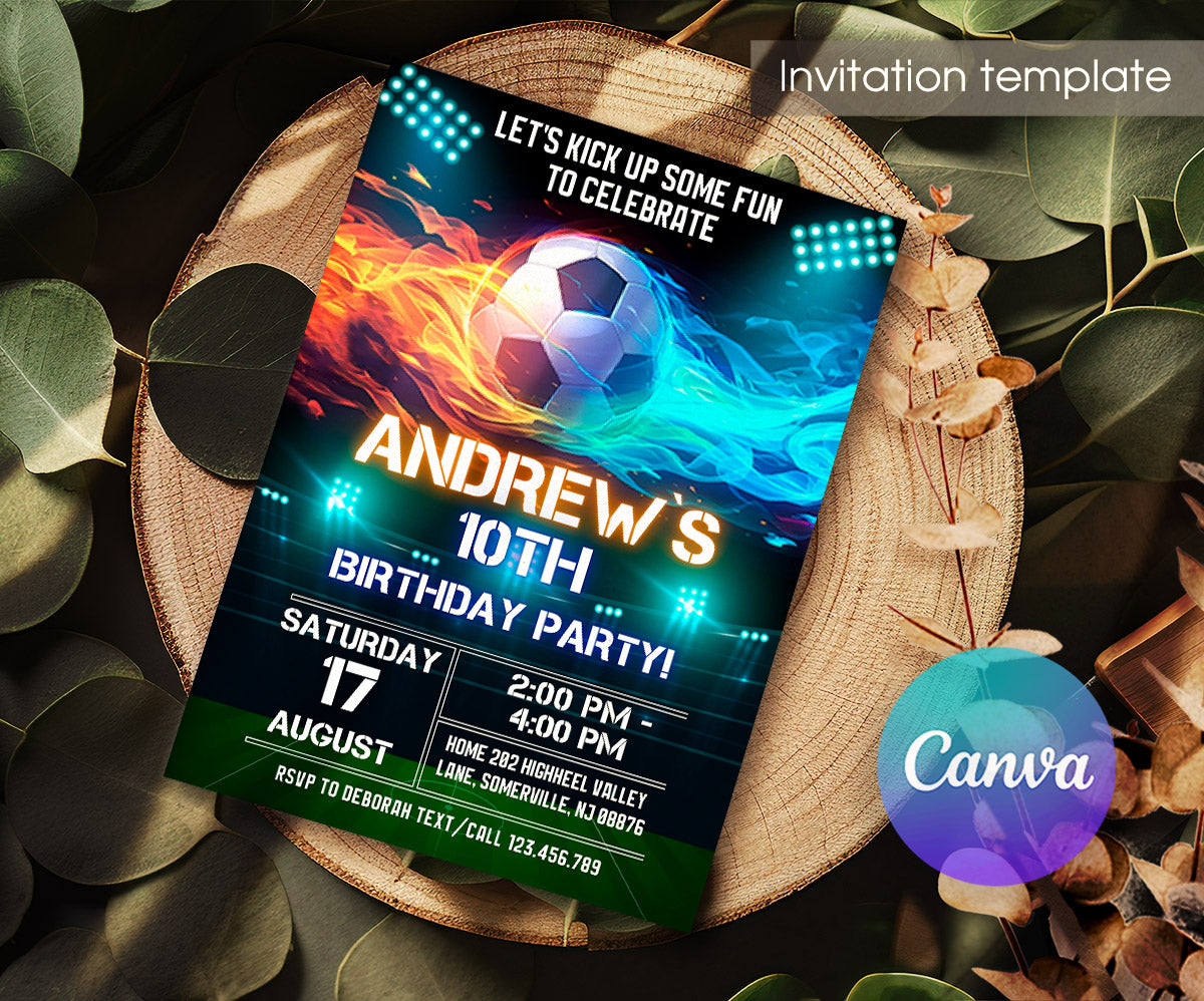 Soccer Champion League FC customizable invitation template | Share or Print | boy | MU681