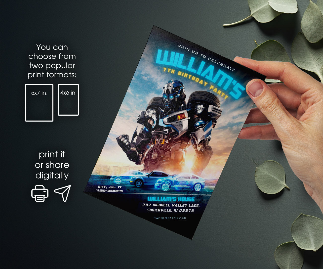 Transformers Rescue Bots customizable invitation template | Share or Print | boy | PY925