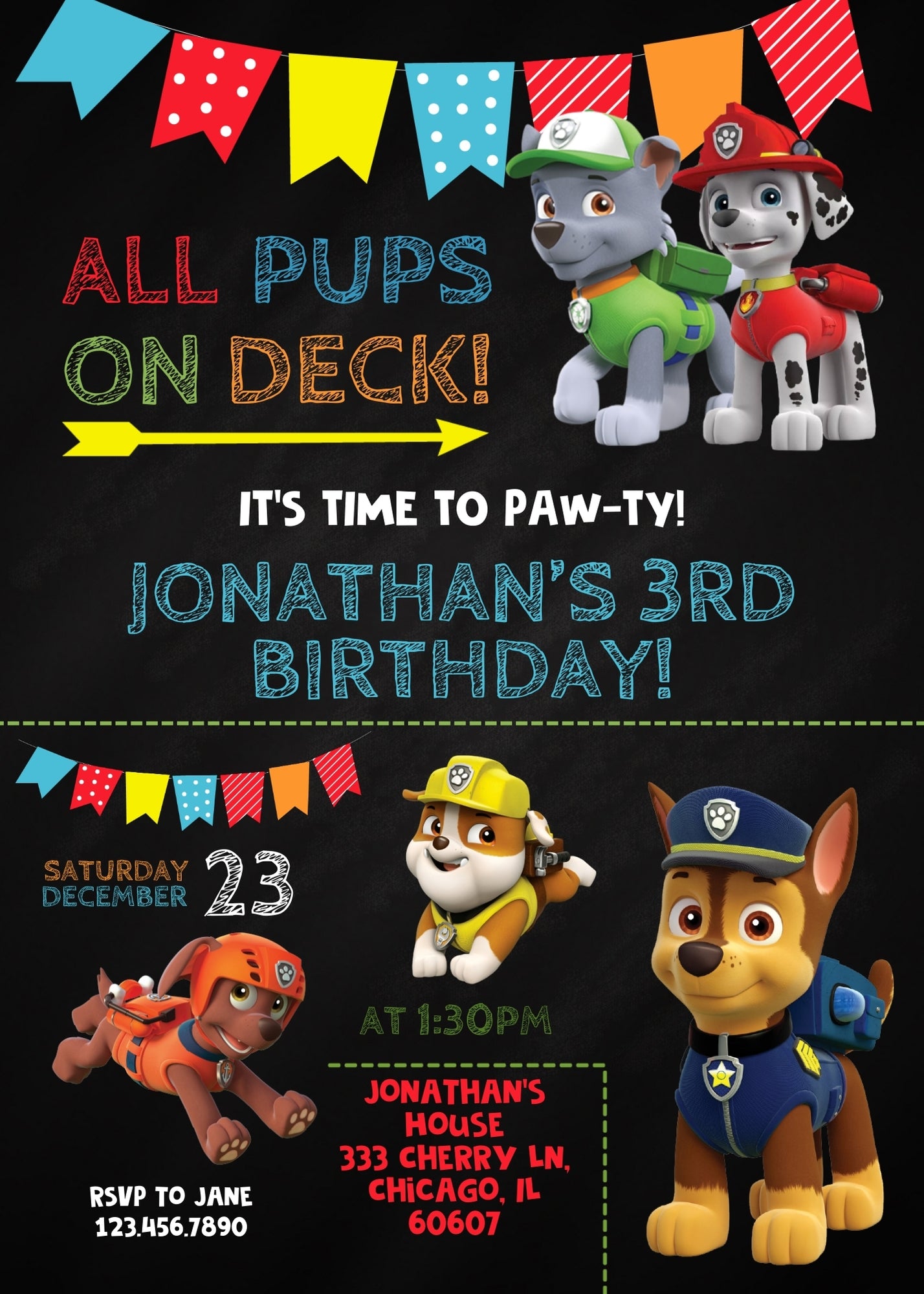 PAW Patrol customizable invitation template | Share or Print | SD572