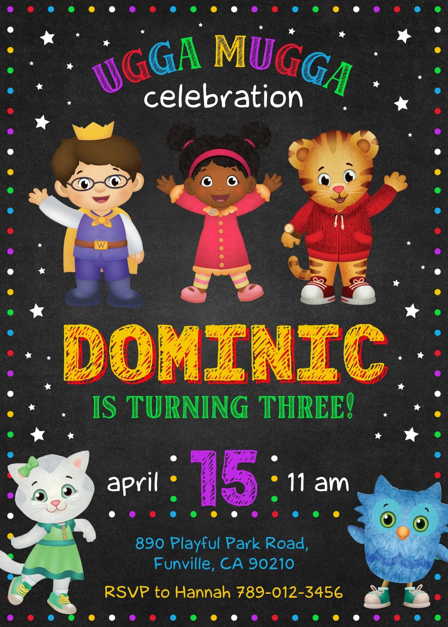 Daniel Tiger's Neighborhood customizable invitation template | Share or Print | UV187