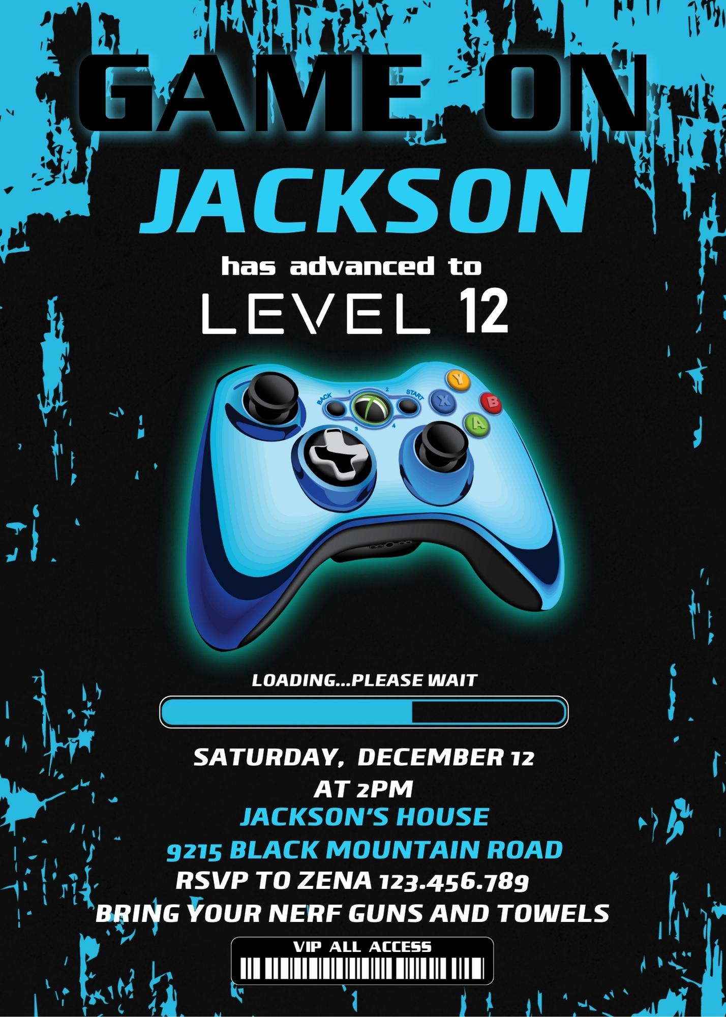 Gamer Party customizable invitation template | Share or Print | boy | ZX877