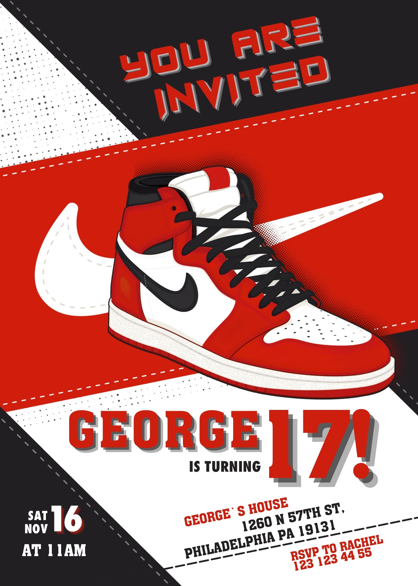 Sneaker Ball Air Jordan Nike customizable invitation template | Share or Print | FO759