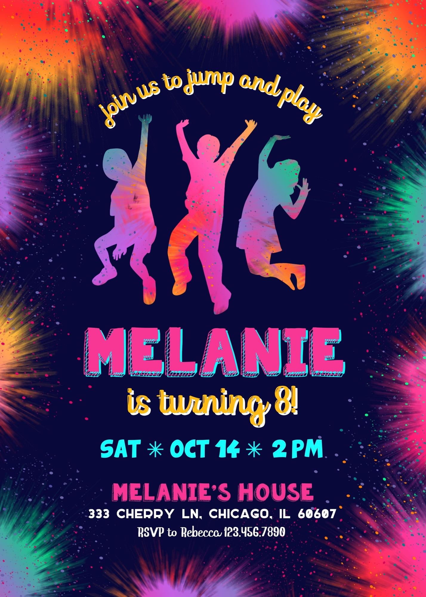 Trampoline Jump Party customizable invitation template | Share or Print | MX419