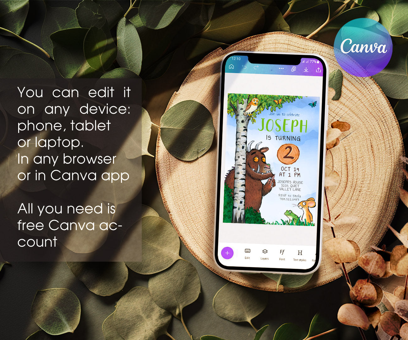 Gruffalo customizable invitation template | Share or Print | AI730