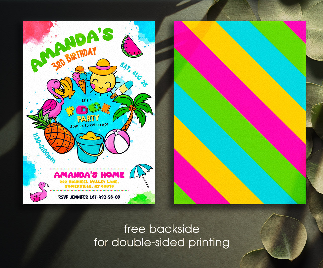 Pool Party customizable invitation template | Share or Print | girl | ZW789