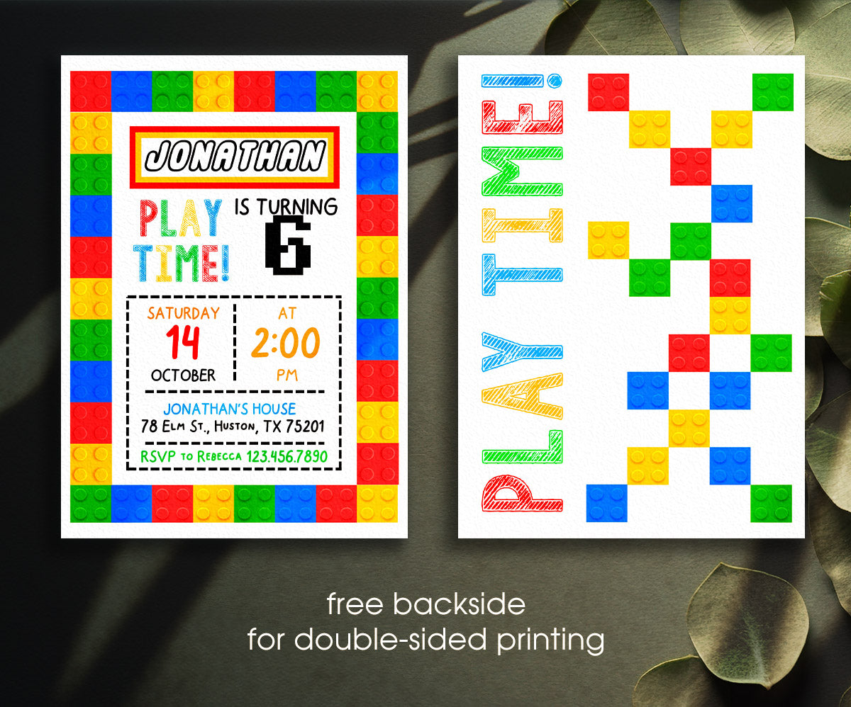 Lego customizable invitation template | Share or Print | IQ265