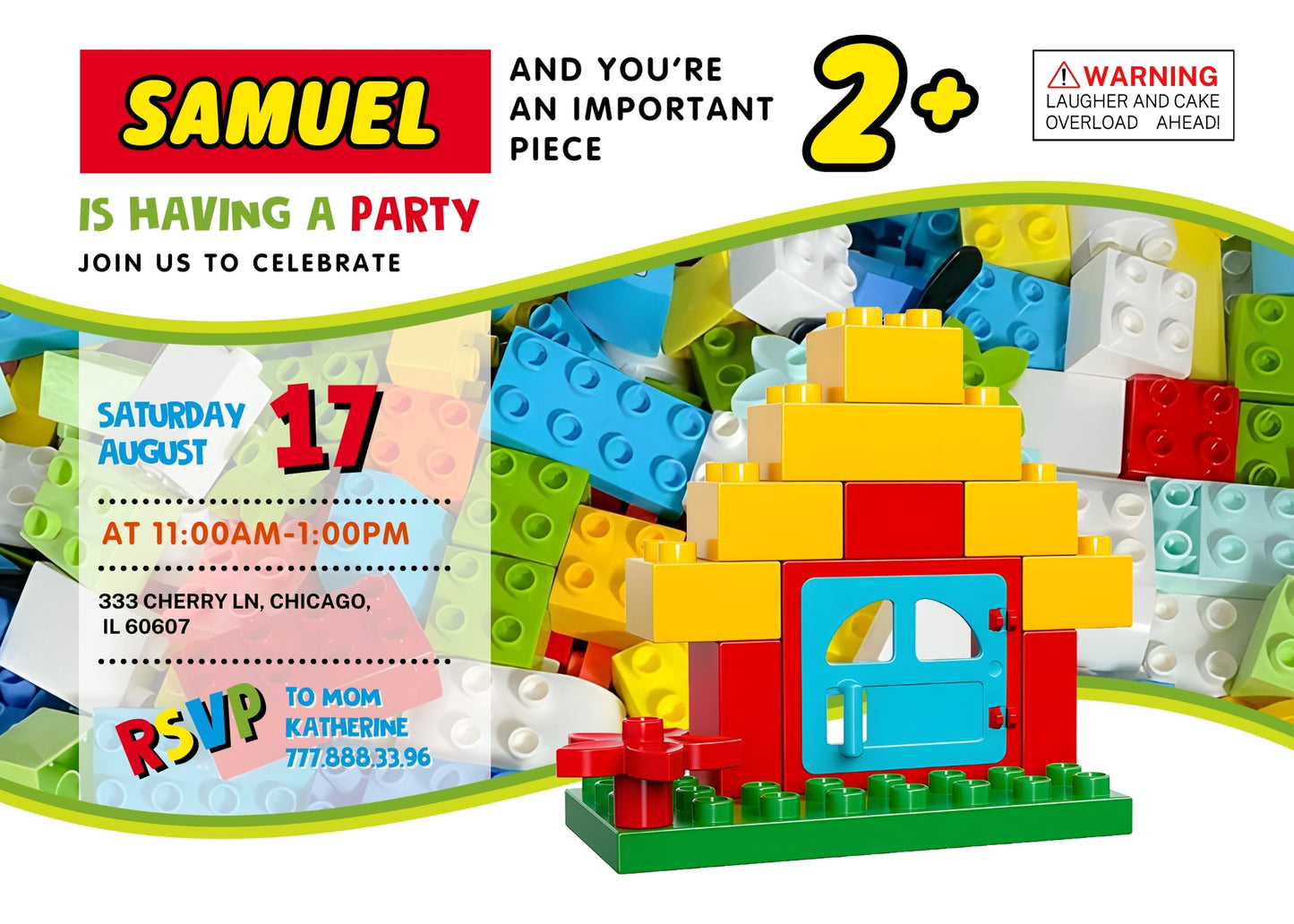 Lego Duplo House customizable invitation template | Share or Print | AH015