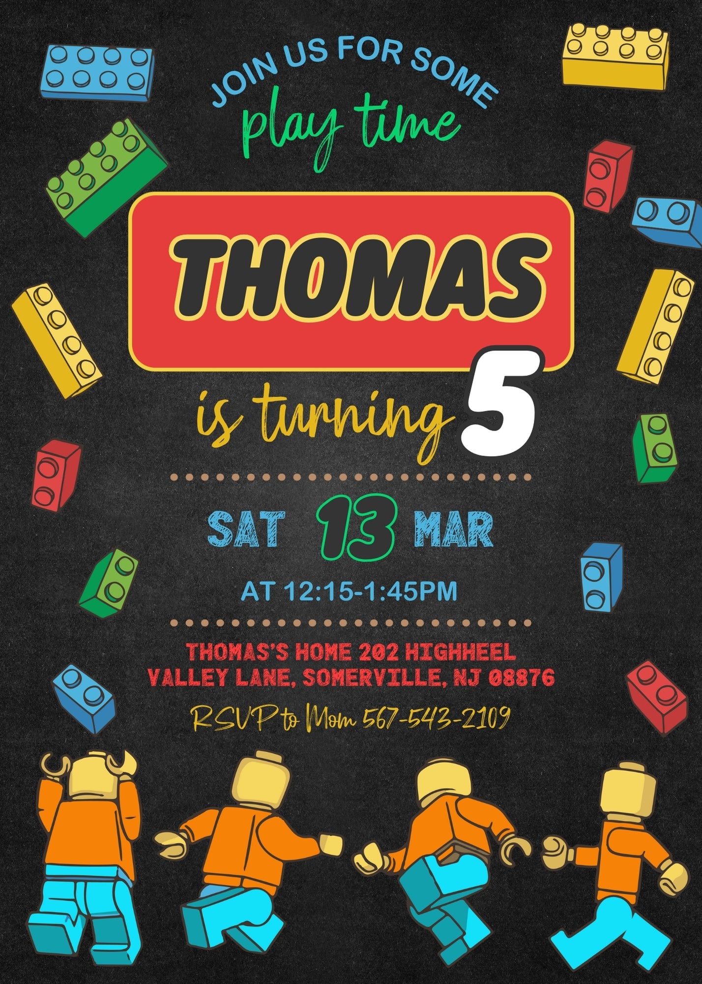 Lego Minifigures customizable invitation template | Share or Print | HD114