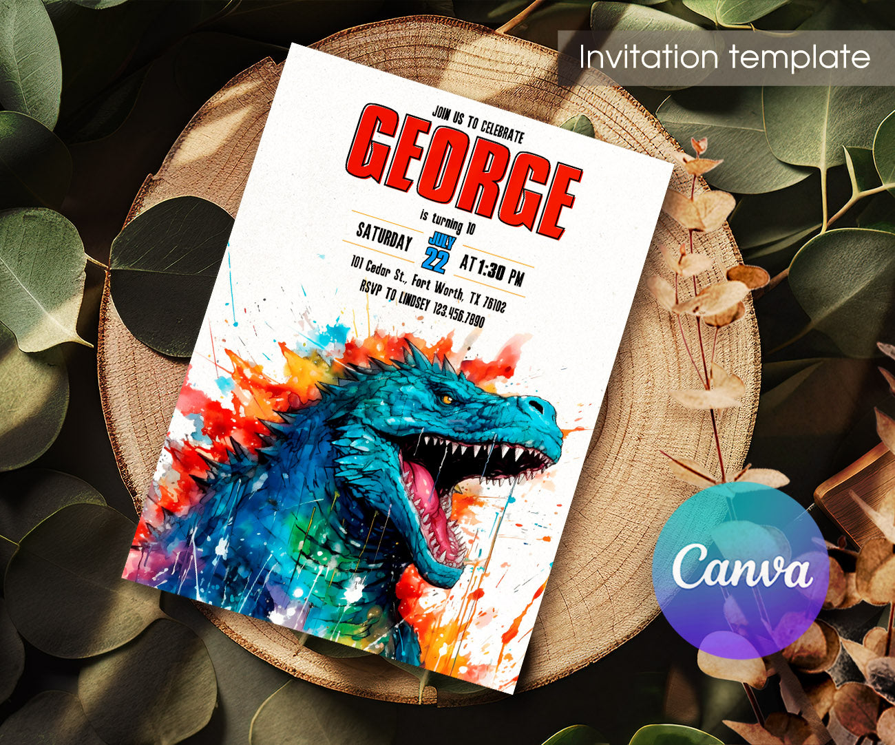 Godzilla and King Kong customizable invitation template | Share or Print | UK217