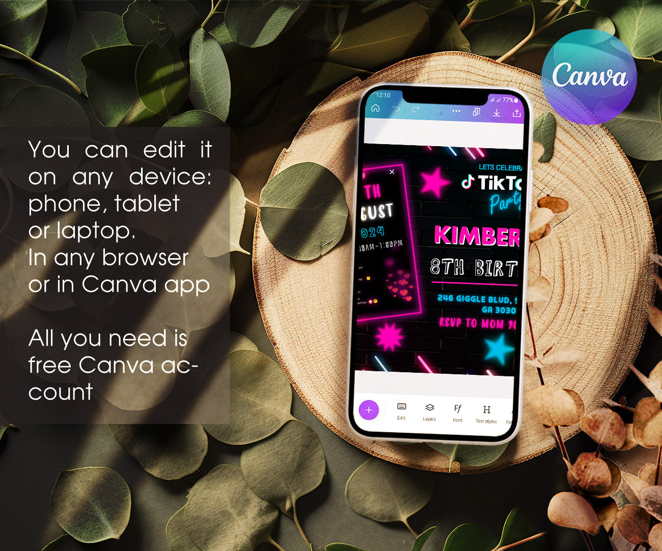 Tik Tok Party customizable invitation template | Share or Print | LO406