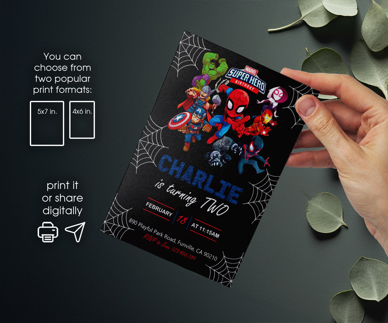 Spidey and His Amazing Friends customizable invitation template | Share or Print | boy | KT245