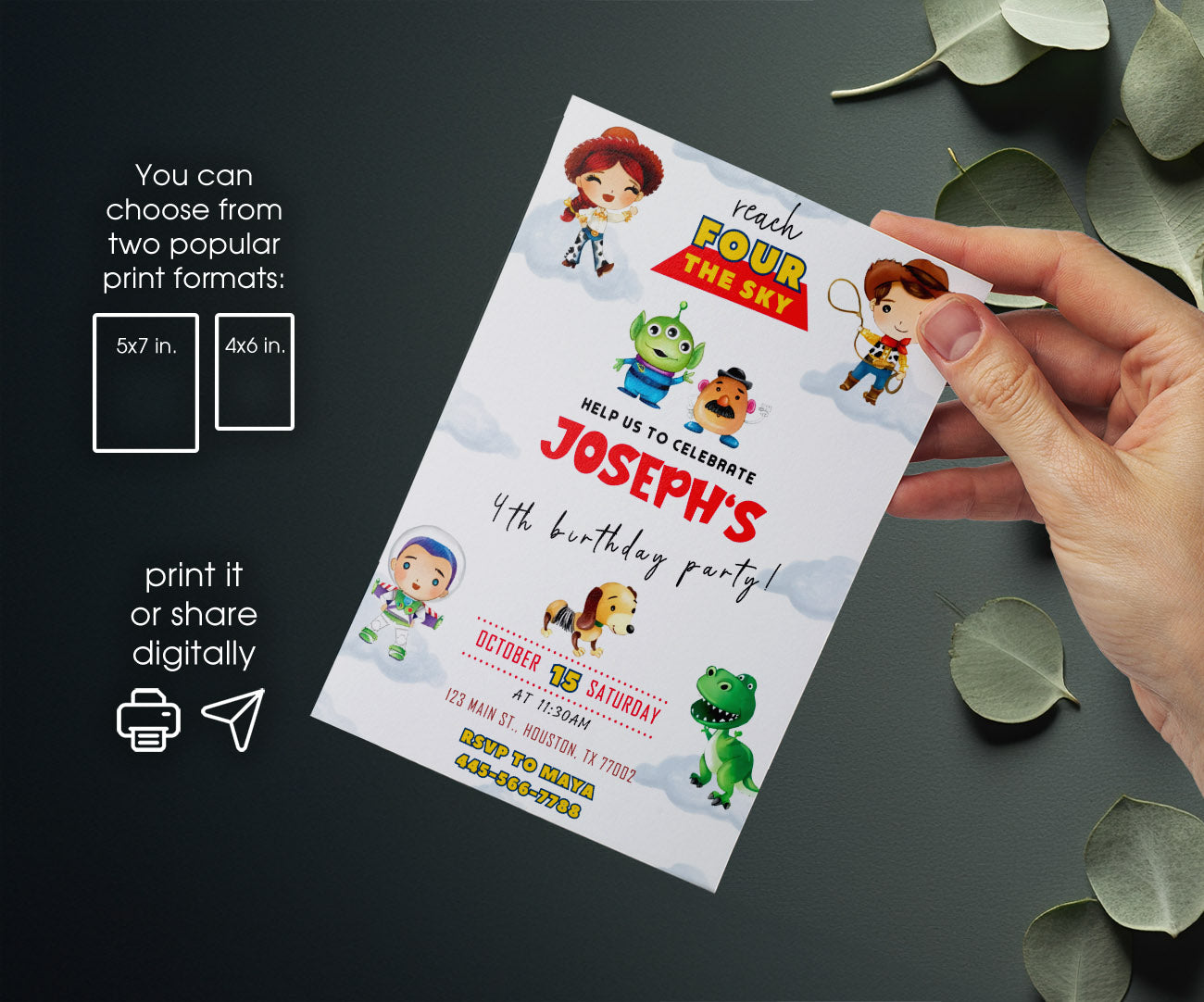 Toy Story Woody customizable invitation template | Share or Print | IB926