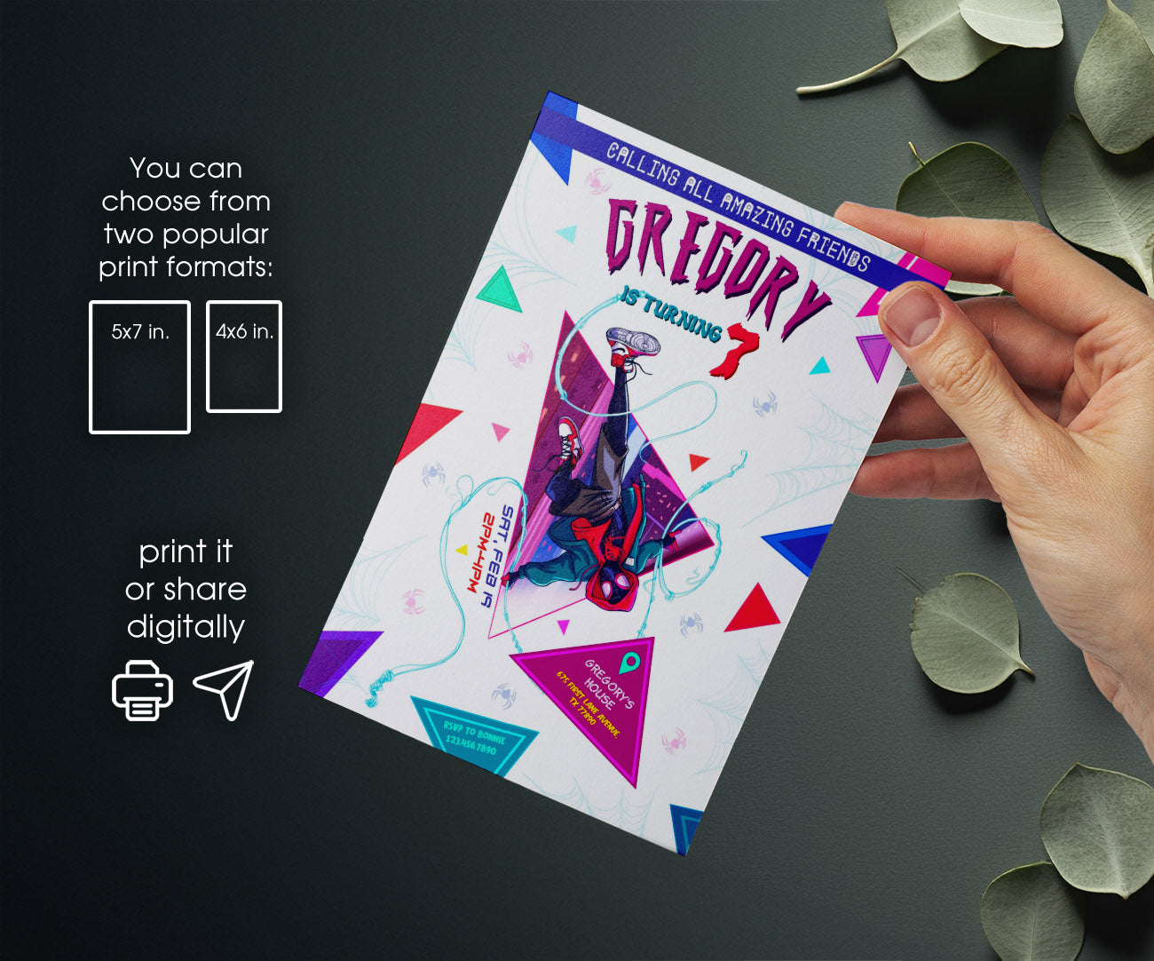 Spider Man Across the Spider-Verse customizable invitation template | Share or Print | boy | UU507
