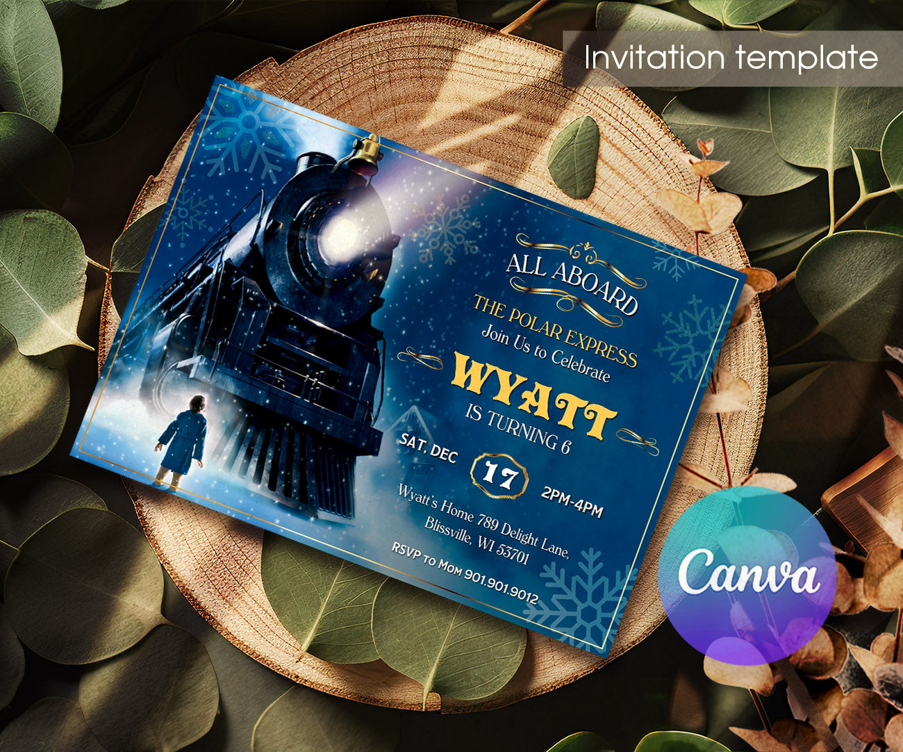 The Polar Express Christmass Train customizable invitation template | Share or Print | WT819