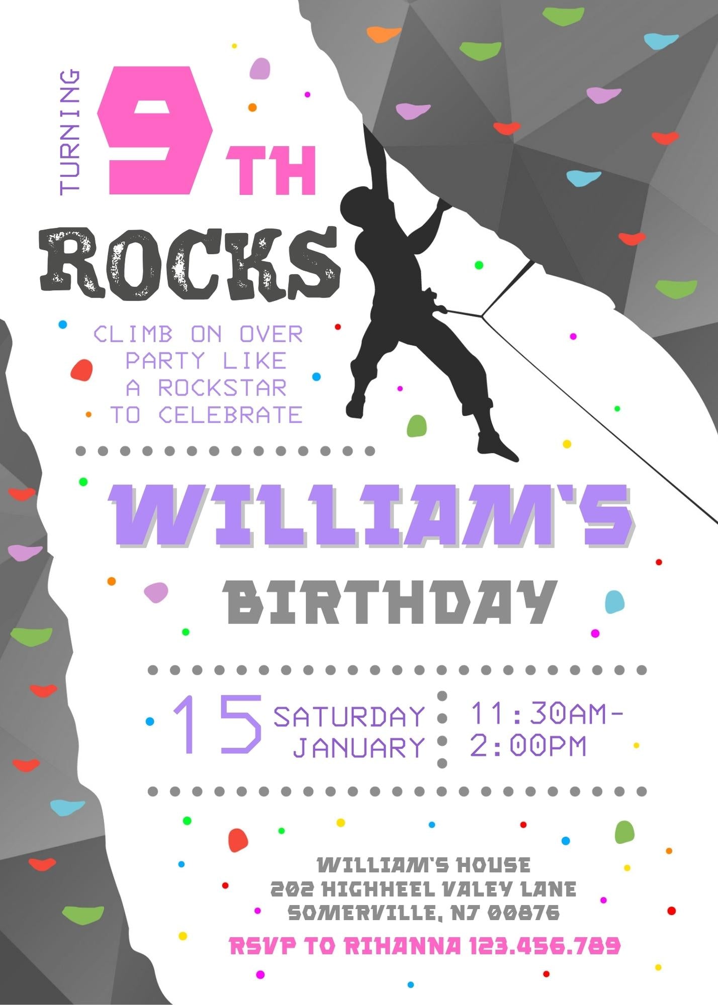 Rock Climbing customizable invitation template | Share or Print | IY076