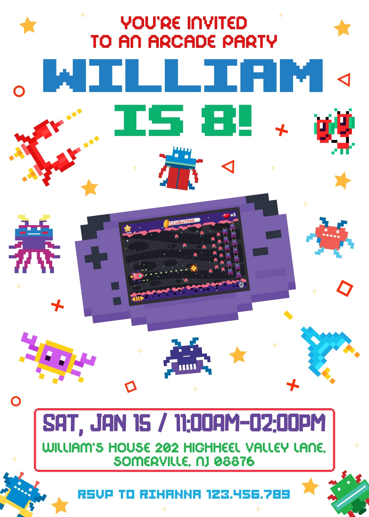 Arcade Gamer customizable invitation template | Share or Print | XW303