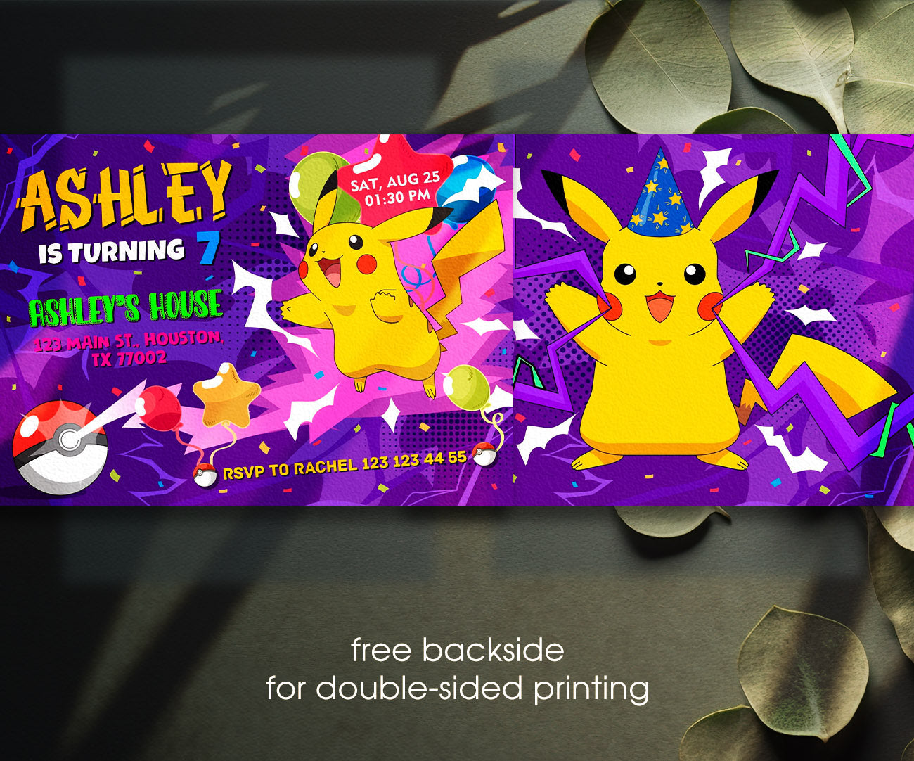 Pokemon Pikachu customizable invitation template | Share or Print | RQ902
