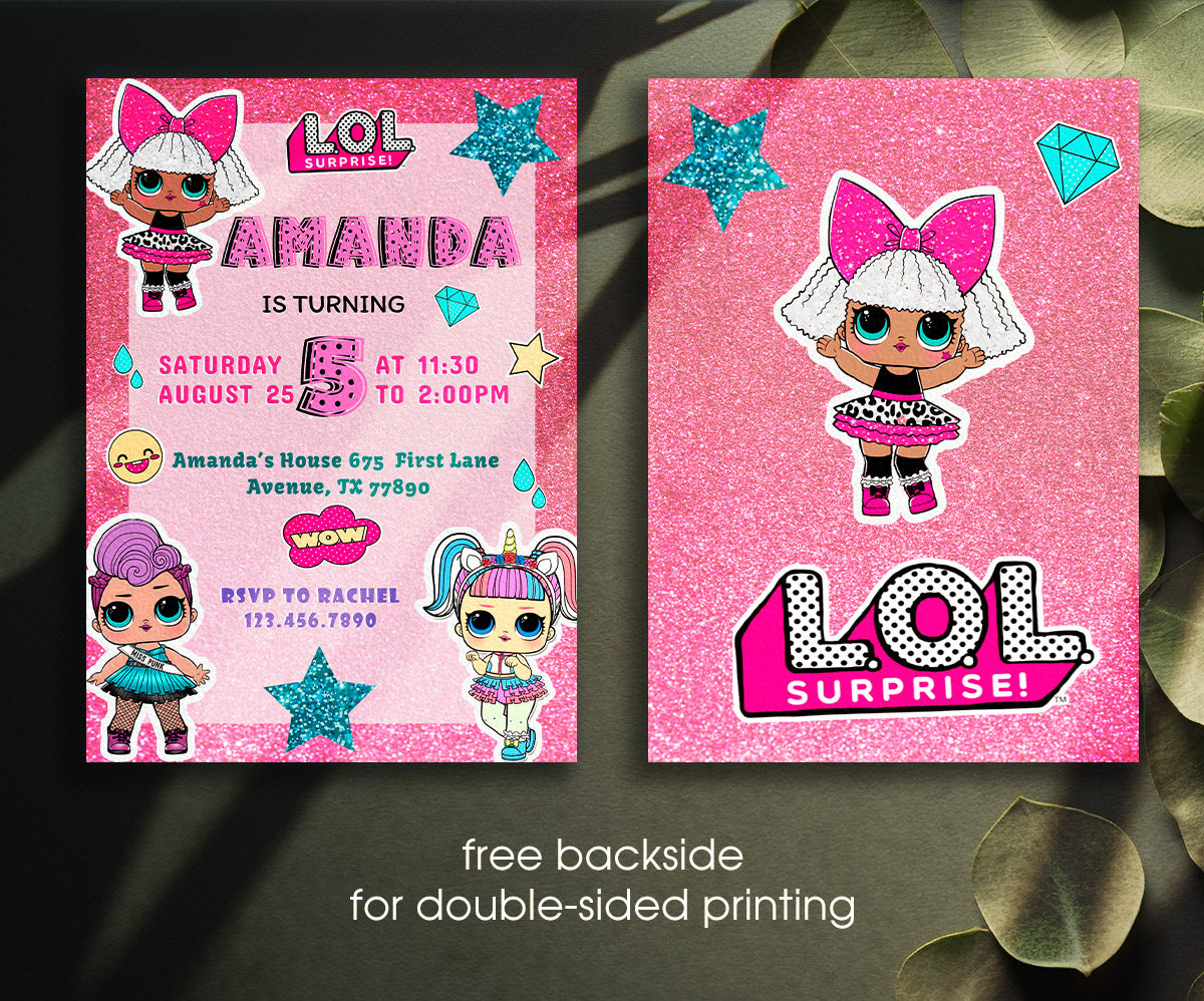 LOL Surprise Dolls customizable invitation template | Share or Print | girl | PC912