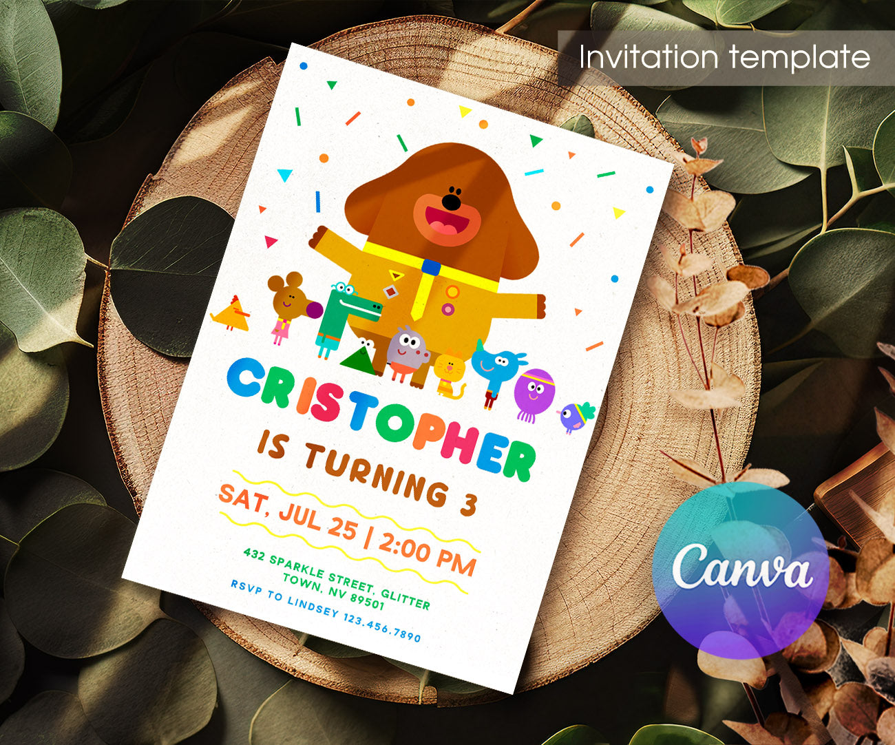 Hey Duggee customizable invitation template | Share or Print | NI942