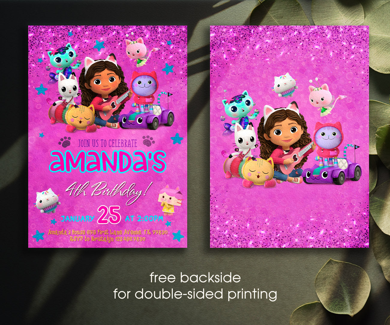 Gabby's Dollhouse Kitten customizable invitation template | Share or Print | girl | GL421