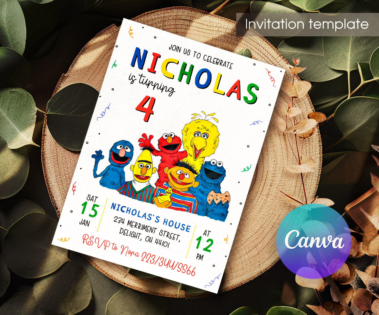 Sesame Street customizable invitation template | Share or Print | LR830