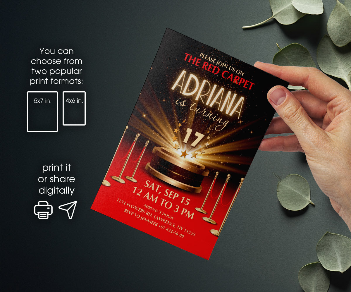 Hollywood Movie Party customizable invitation template | Share or Print | PN120
