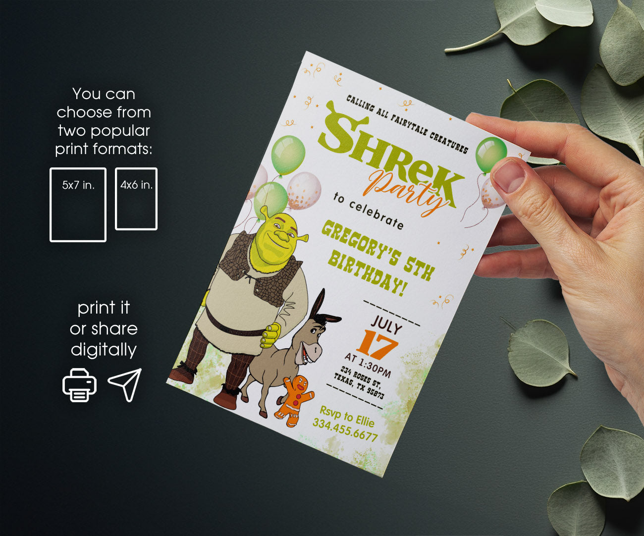 Shrek customizable invitation template | Share or Print | MK303