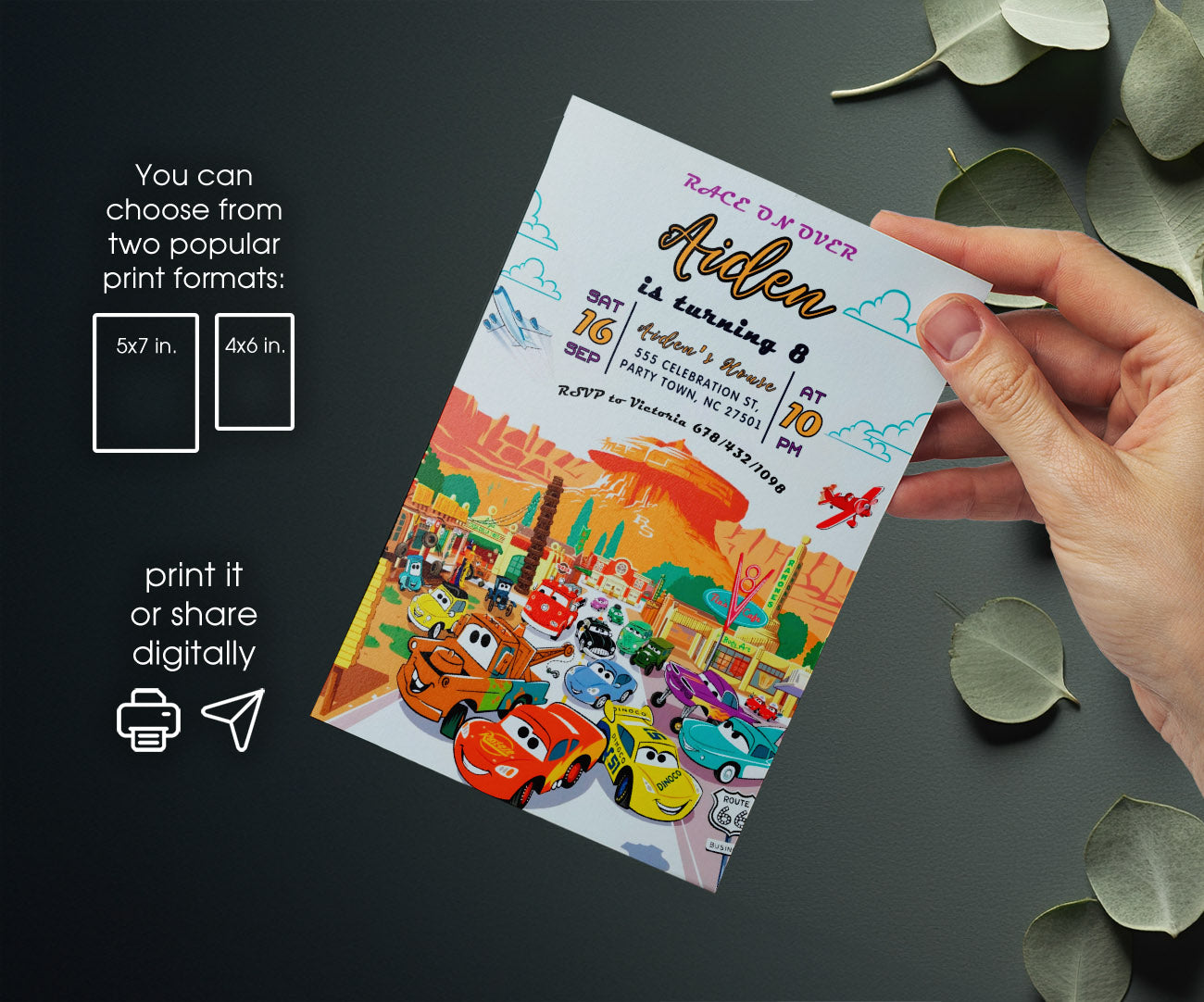 Cars Lightning McQueen customizable invitation template | Share or Print | boy | AW197