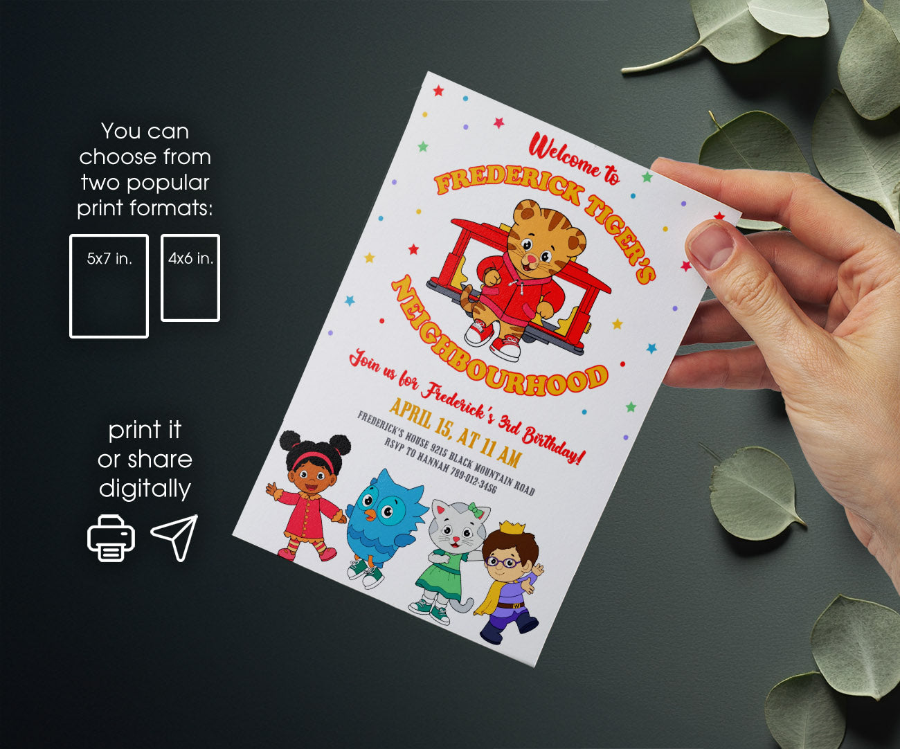 Daniel Tiger's Neighborhood customizable invitation template | Share or Print | XJ184