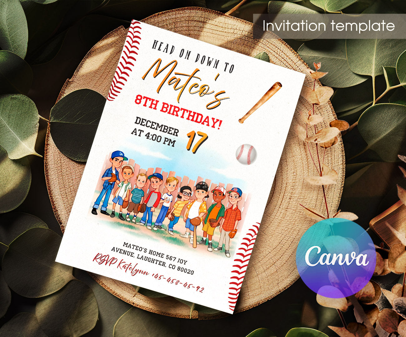 Baseball MLB Sport customizable invitation template | Share or Print | AP904
