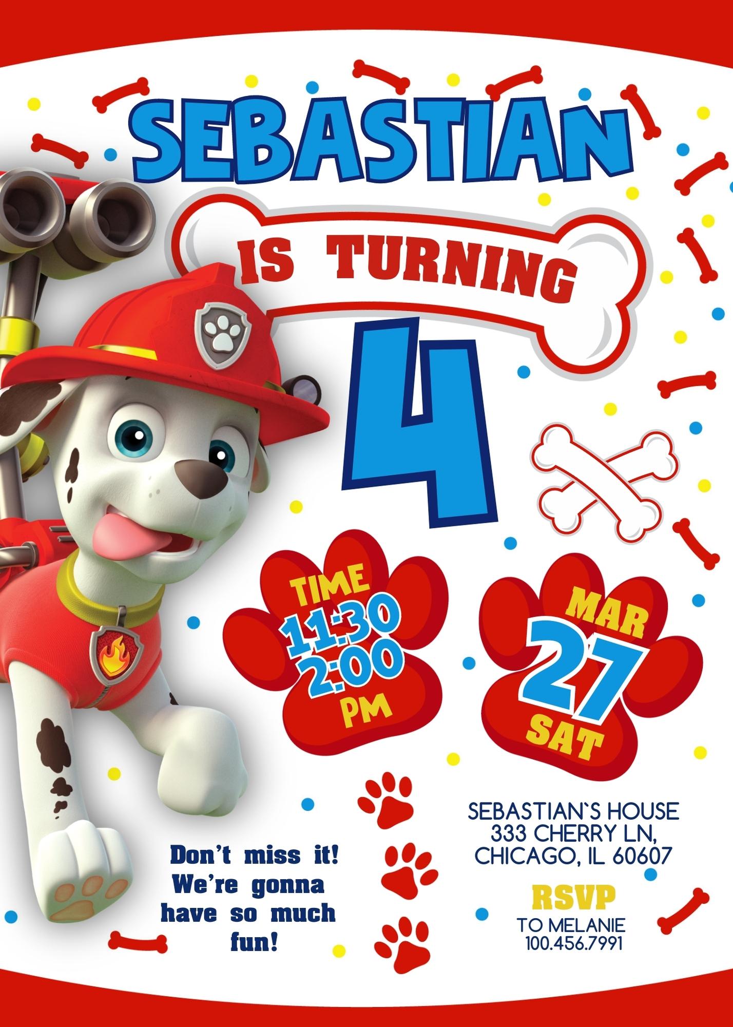 PAW Patrol customizable invitation template | Share or Print | QN357