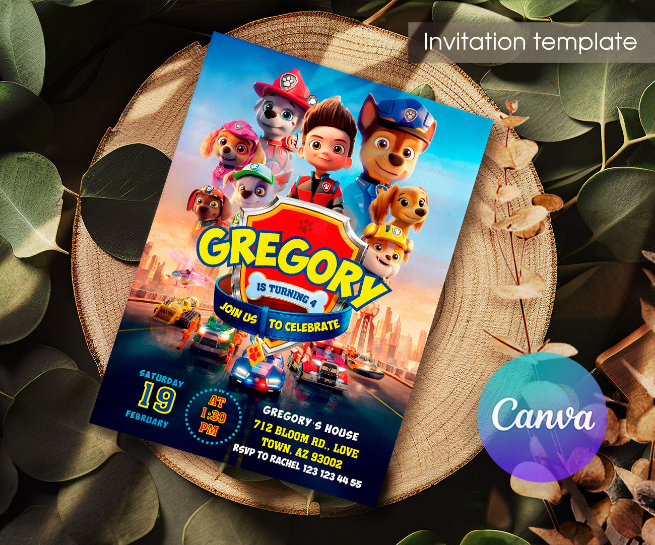 PAW Patrol customizable invitation template | Share or Print | GU122