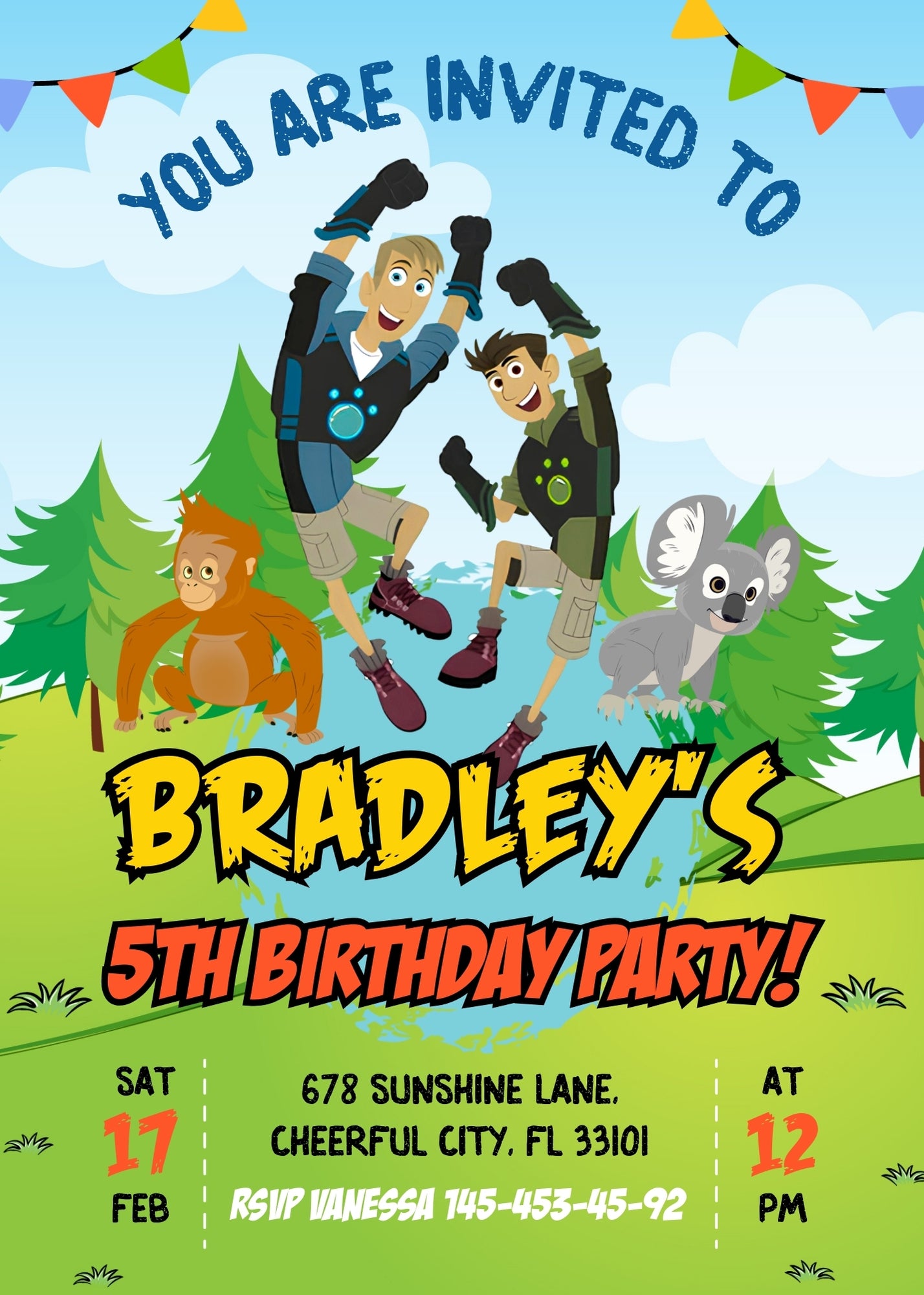 Wild Kratts Creature Hero customizable invitation template | Share or Print | TZ234