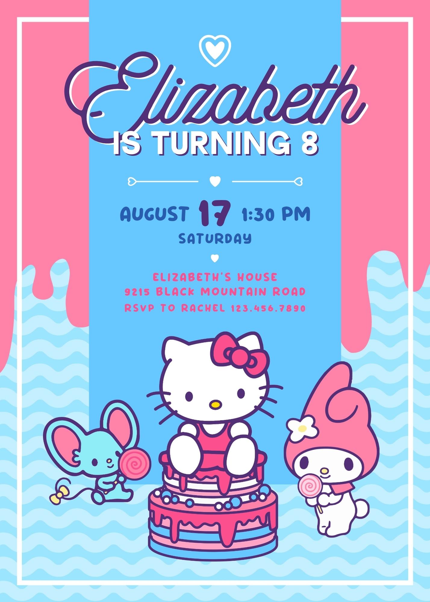 Hello Kitty Sanrio customizable invitation template | Share or Print | VS674