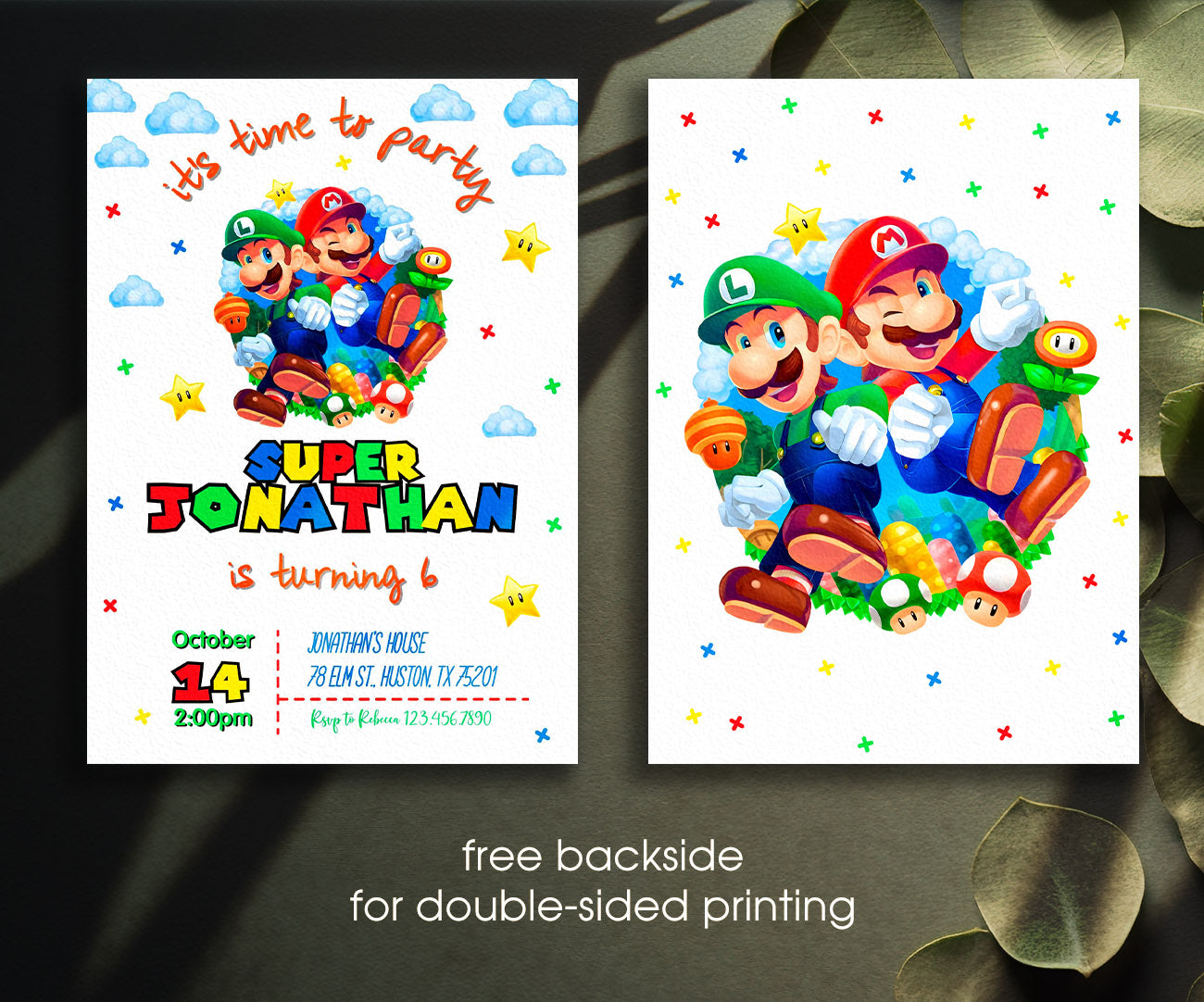 Super Mario Bros customizable invitation template | Share or Print | FO712