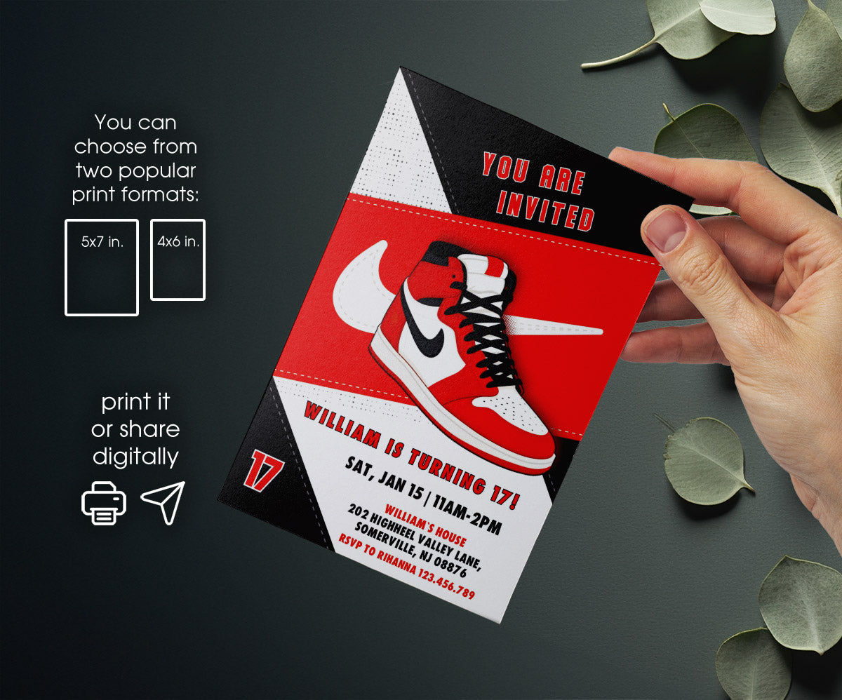 Sneaker Ball Air Jordan Nike customizable invitation template | Share or Print | RT380