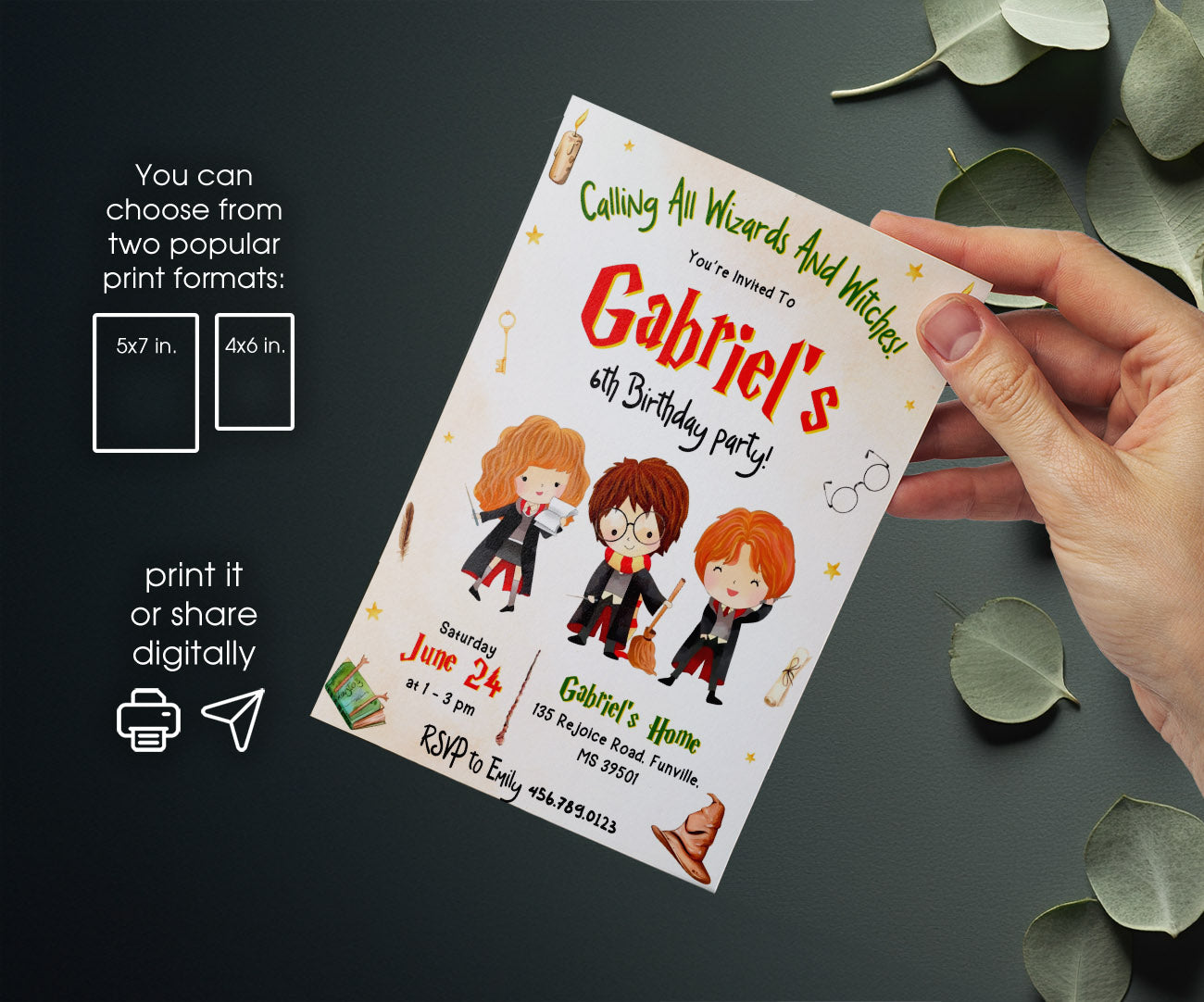 Harry Potter customizable invitation template | Share or Print | TE966