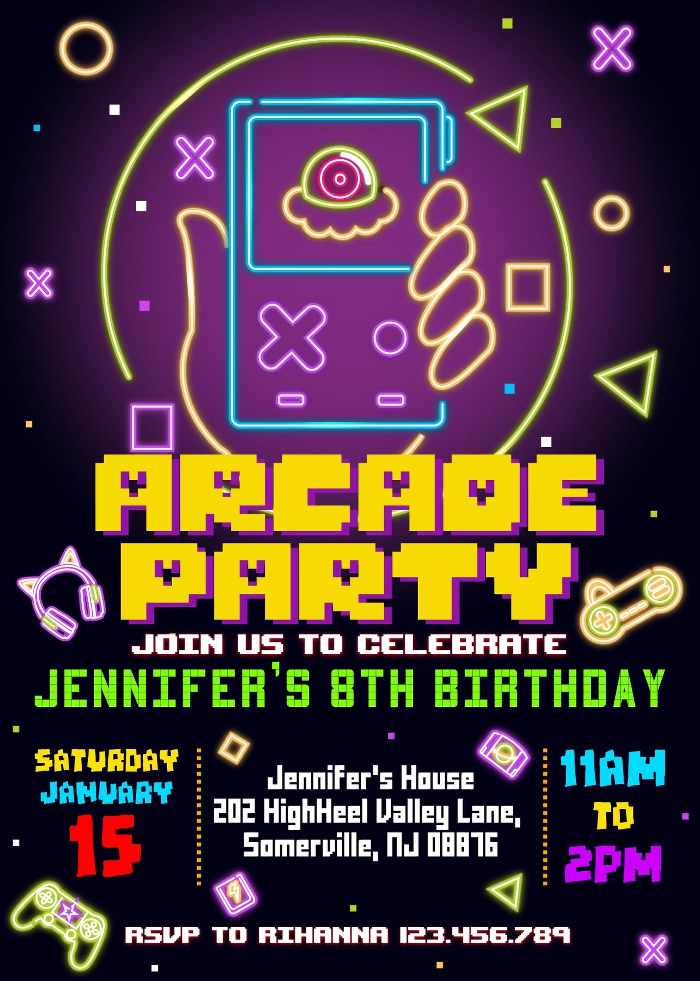 Arcade Gamer customizable invitation template | Share or Print | EE330