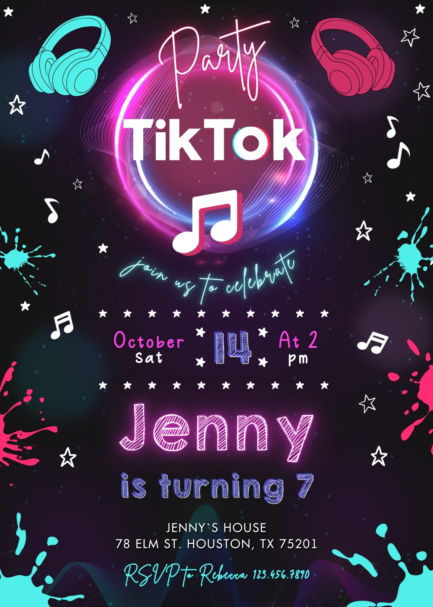 Tik Tok Party customizable invitation template | Share or Print | GV447