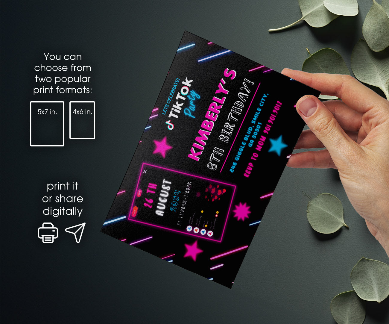Tik Tok Party customizable invitation template | Share or Print | LO406