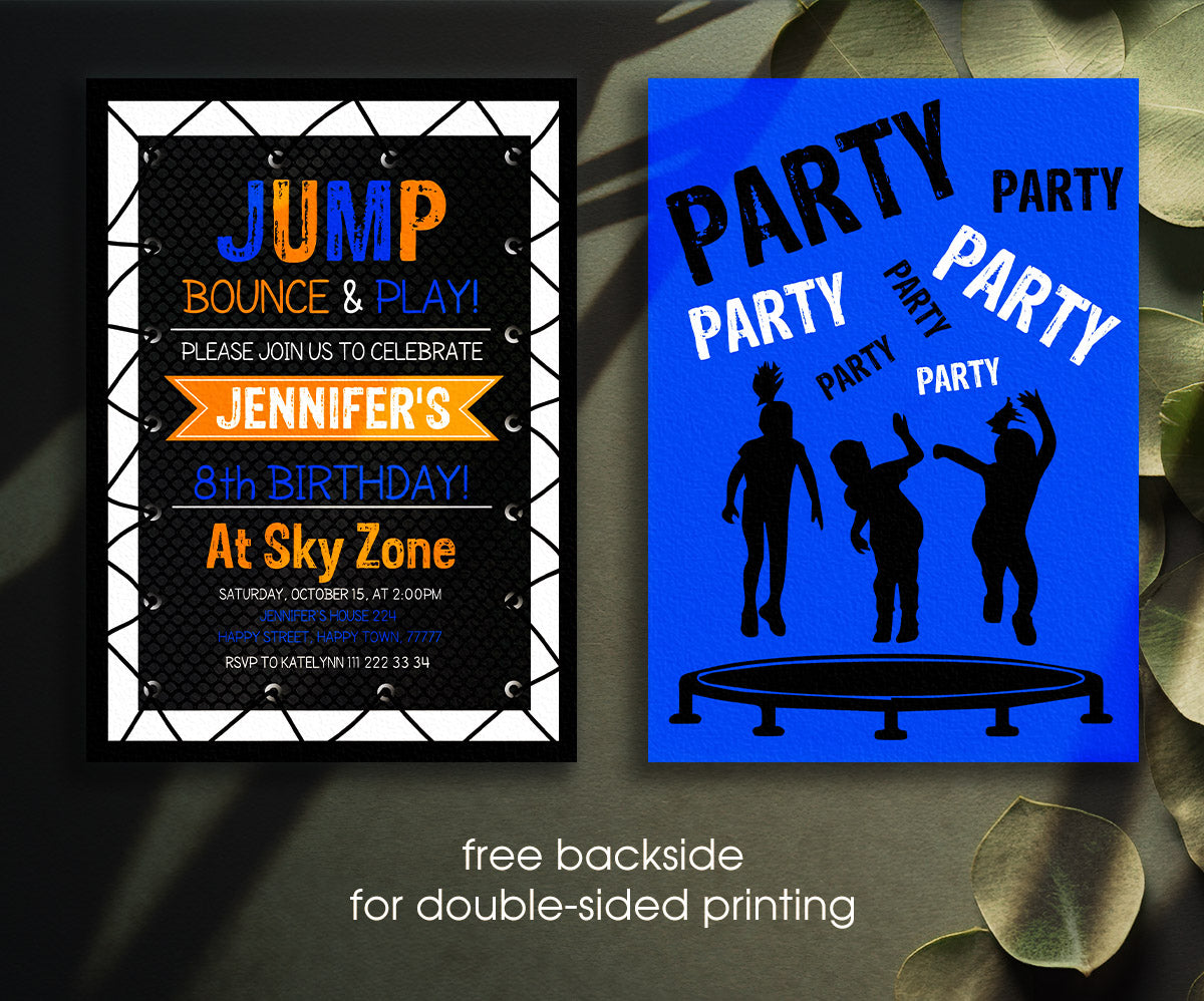 Trampoline Jump Party customizable invitation template | Share or Print | HA990