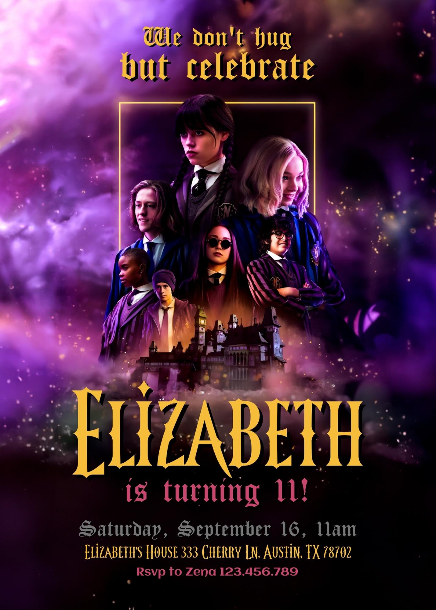 Wednesday Addams customizable invitation template | Share or Print | girl | UE798