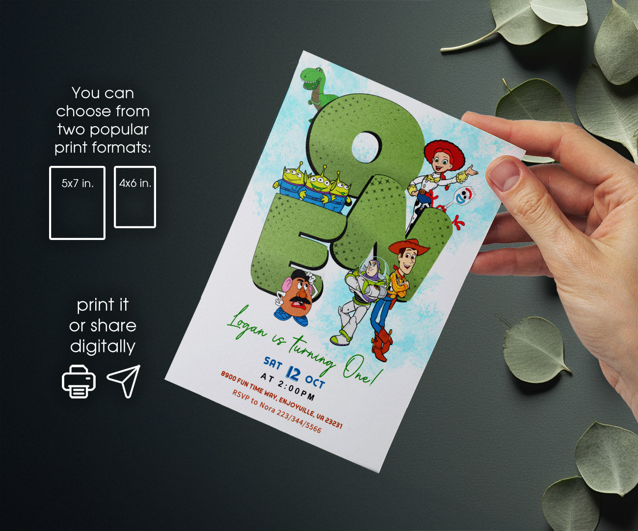 Toy Story Woody customizable invitation template | Share or Print | HR788