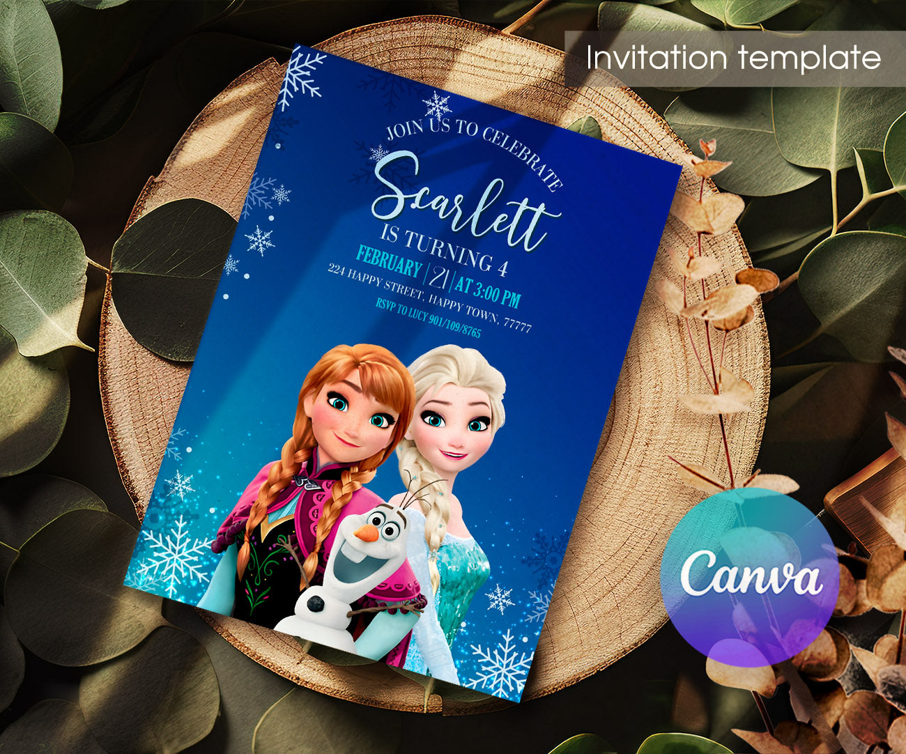 Frozen Elsa customizable invitation template | Share or Print | girl | WT361